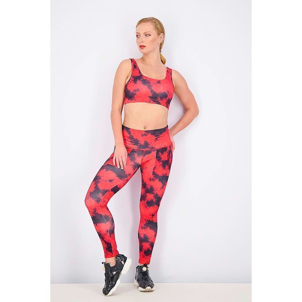 Catherine Malandrino Women’s size Large Padded Top And Leggings, Red and Black